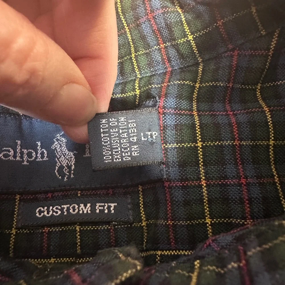 Polo Ralph Lauren‎ Mens Green Plaid Button Down Shirt Long Sleeve Pony Logo XL